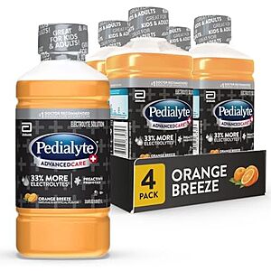 4-Pk 33.8-Oz Pedialyte AdvancedCare Plus Electrolyte Hydration Drink (Orange) $5.20 w/ S&S