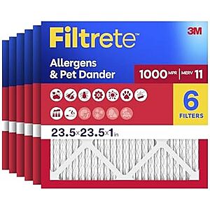 6-Pack 23.5"x23.5"x1" Filtrete MPR 1000 MERV 11 AC Furnace Air Filters