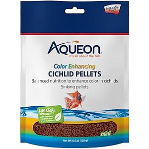 4.5-Oz Aqueon Color Enhancing Cichlid Fish Food Pellets $0.80 w/ S&S