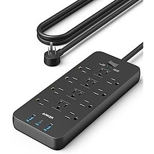 Anker 15-in-1 Surge Protector Power Strip w/ 5' Cord (12x AC, 1x USB-C, 2x USB-A)