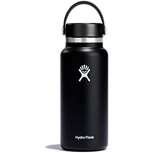 32oz Hydro Flask Stainless Steel Wide Mouth Insulated Water Bottle (Black)
