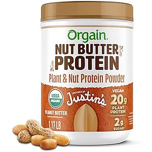 1.17-lb Orgain X Justin's 20g Protein Powder (Peanut Butter) $16.45 w/ S&S
