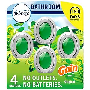 4-Pk 1-Oz Febreze Bathroom Air Freshener (Gain Original) $9.60 w/ S&S