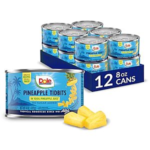12-Pk 8-Oz Dole Canned Pineapple Tidbits (No Sugar Added) $8.80 w/ S&S