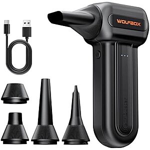 3-Speed Wolfbox MF60 Electric Compressed Air Duster w/ 5 Nozzles