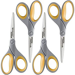 4-Pack Westcott 8" Soft Handle Titanium Bonded Scissors