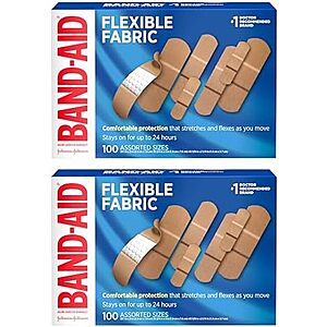 Select Accts: 2-Pk 100-Ct Band-Aid Flexible Fabric Adhesive Bandages (Assorted) $9.40 w/ S&S