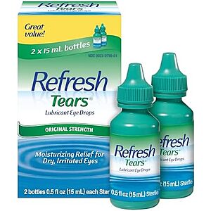 Select Accounts: 2-pk 0.5-oz Refresh Tears Lubricant Eye Drops $8.85 w/ S&S