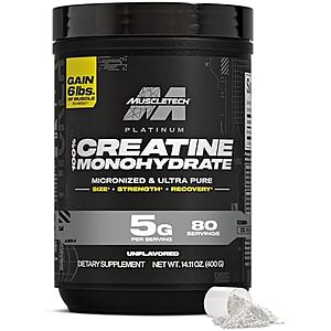 Select Accts: 80-Servings MuscleTech Platinum Micronized Creatine Monohydrate Powder $8.85 w/ S&S