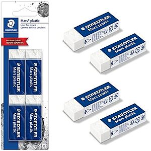 4-Pk Staedtler Mars Plastic Premium Quality Latex-Free Eraser