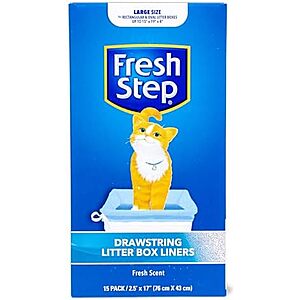 Select Accts: 15-Ct Fresh Step Scented Drawstring Cat Litter Liners (Large) $2.40 w/ S&S
