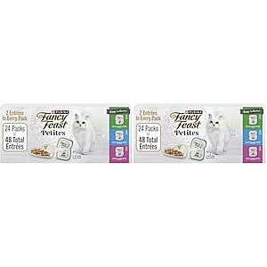 48-ct (2x 24-pk) 2.8-oz Purina Fancy Feast Petites Wet Cat Food Tubs (Variety)