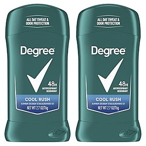 Select Accounts: 2-pk 2.7-oz Degree Men Original Antiperspirant Deodorant (Cool Rush) $3 w/ S&S