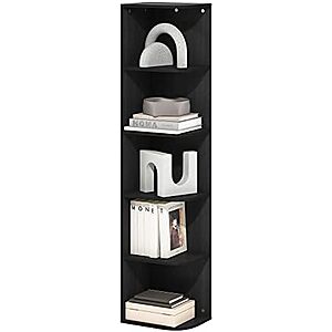 51.7" Furinno PASIR 5-Tier Corner Bookshelf w/ Open Shelf (Blackwood)