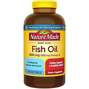Select Accts: 320-Count Nature Made Burp-Less Fish Oil 1000mg Softgels 2 for $24.75 w/ S&S + Free S/H