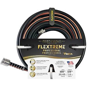 100′ Flexon Flextreme Pro Performance Rubber Garden Hose (Black)