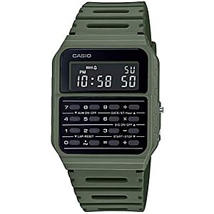 34mm Casio Data Bank Watch w/ 8-Digit Calculator & Resin Band (Olive Green)