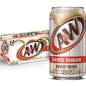 12-Pk 12-Oz A&W Zero Sugar Root Beer Soda 3 for $14.75 w/ S&S