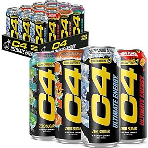 Select Accts: 12-Pk 16-Oz C4 Ultimate Zero Sugar Energy Drink (Variety) $13.20 w/ S&S
