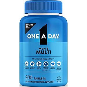 Select Accounts: 200-Ct One-A-Day Men's Complete Multivitamin Supplement $3.70 w/ S&S