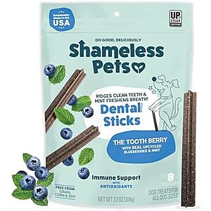 7.2-Oz Shameless Pets Dental Treats for Dogs (The Tooth Berry) $3.20 w/ S&S & More