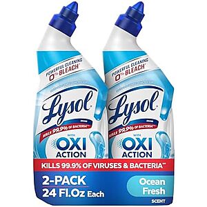 2-Pk 24-Oz Lysol Toilet Bowl Cleaner Gel (Ocean Fresh) $3.55 w/ S&S