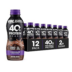 12-Pk 14-Oz Optimum Nutrition 40g Protein Shake (Chocolate)