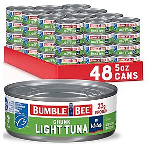 Select Accounts: 48-Ct 5-Oz Bumble Bee Chunk Light Tuna in Water $24.15 w/ S&S