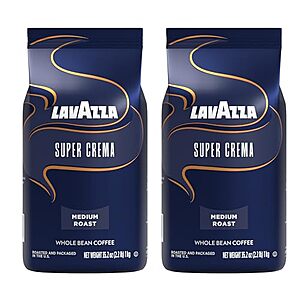 Select Accounts: 2-Pk 2.2-Lb Lavazza Super Crema Whole Bean Coffee $22.80 w/ S&S + Free S&H