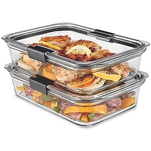 2-Pk 8-Cup Rubbermaid Brilliance Glass Food Storage Containers