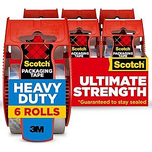 6-Pk 1.88" x 22.2yd Scotch Heavy Duty Shipping Packing Tape Dispensers