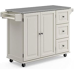 53.8" Homestyles Stainless Steel Top Kitchen Cart Rolling Mobile Island (Off White) $98 + Free S&H