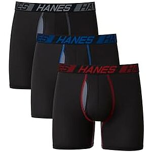 3-Pack Hanes Men's Total Support Pouch Boxer Briefs (Black)