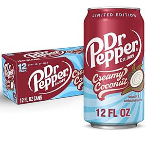 12-Pk 12-Oz Dr Pepper Creamy Coconut Soda 3 for