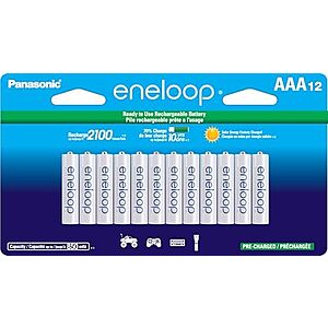 12-Pk Panasonic Eneloop AAA 850mAh Ni-Mh Pre-Charged Rechargeable Batteries