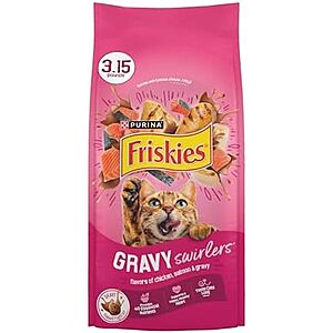 3.15-lb Purina Friskies Gravy Swirlers Dry Cat Food (Chicken, Salmon & Gravy) $3.30 w/ S&S