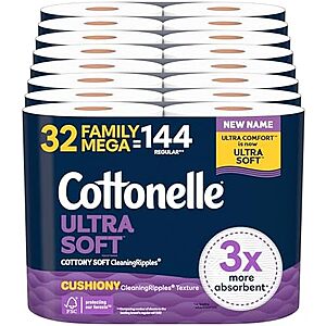 Select Accts: 32-ct Family Mega Rolls Cottonelle Ultra Soft Toilet Paper 2 for $38.95 + Free S&H