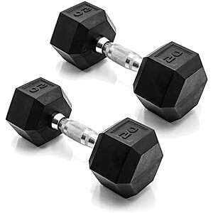 20-Lb CAP Rubber Coated Dumbbell Weights (Pair)