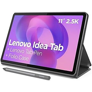 Lenovo Idea Tab Tablet: 11" 2.5K Touch, MediaTek 6300, 8GB RAM, 256GB UFS, Tab Pen $200 + Free S&H