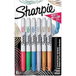 6-Ct Sharpie Metallic Permanent Markers Fine Tip (assorted)