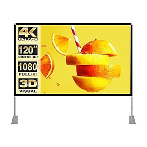 120" HOIN Outdoor/Indoor Projector Screen $32 + Free S&H w/ Prime
