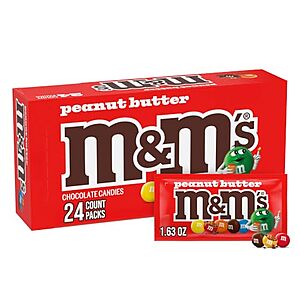 24-Ct 1.63-Oz M&M's Peanut Butter Chocolate Candy Singles $14.50 w/ S&S
