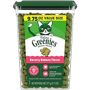9.75-Oz Greenies Feline Natural Crunchy Dental Cat Treats (Salmon) $5.60 w/ S&S