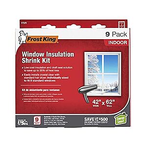 9-Pk Frost King V73/9H Indoor Shrink Window Kit (42" - 62") $5 + Free S&H w/ Prime