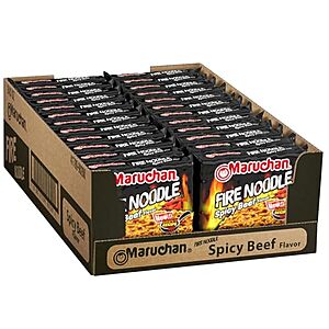 Select Accts: 22-Pk 3-oz Maruchan Ramen Fire Noodle Soup (Spicy Beef) $9.45 w/ S&S