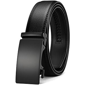 1 3/8" CHAOREN Men's Leather Micro-Adjustable Ratchet Belt (32-38" Waist, Black)
