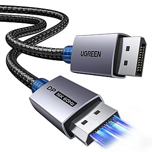6.6-ft UGREEN 80Gbps Up to 16K 60Hz DisplayPort 2.1 Cable