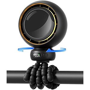 4-Speed Bearwind Auto Oscillation Portable USB-C Fan w/ Light & Flexible Tripod