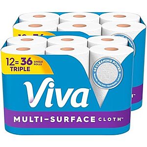 12-Pk 165-Sheets Viva Multi-Surface Cloth Triple Roll Paper Towels 2 for $34.45 w/ S&S + Free S&H