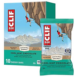 10-ct CLIF BAR Protein Energy Bars (Cool Mint Chocolate w/ Caffeine) $7.95 w/ S&S